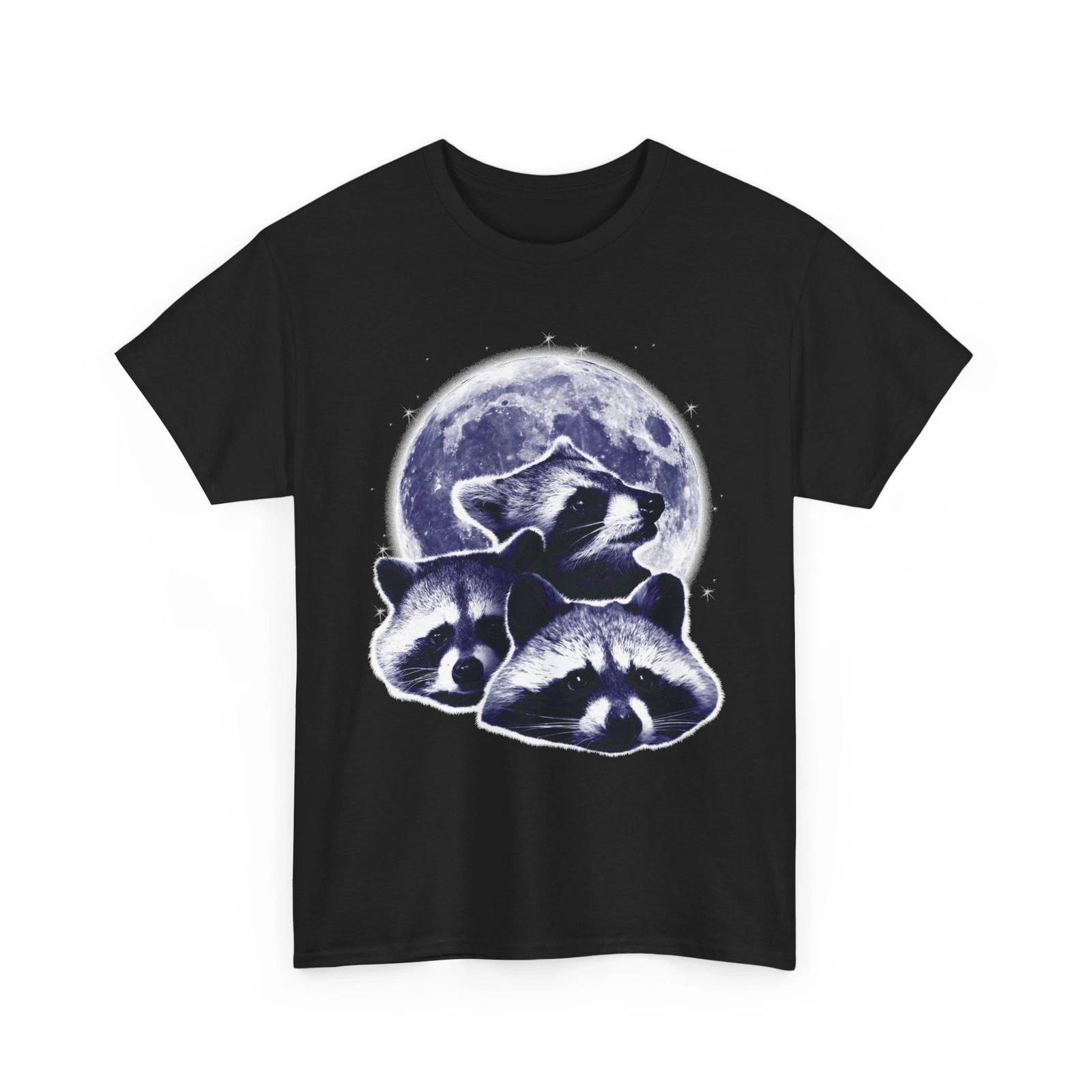 Three Raccoon Moon Retro Graphic Tee Funny Vintage Meme Humor T-Shirt 4XL