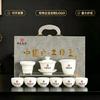 Dehua suet jade porcelain tea set is a complete set of gold-painted white porcelain household tea making utensils Company