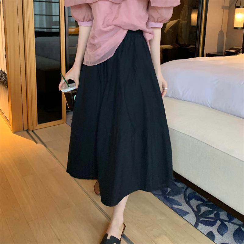 Women's High-Waist A-Line White Skirt, Small Size, Mid-Length, Slim Fit, Perfect for Spring, Summer, and Autumn