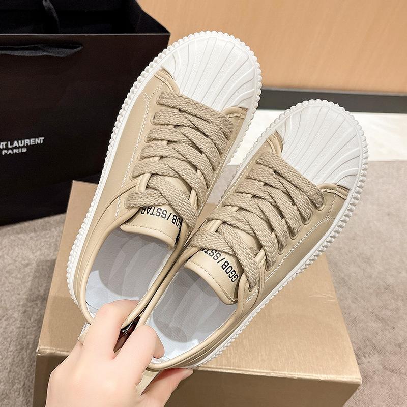 

Маленькие белые туфли в форме ракушки, новые весенние повседневные универсальные спортивные туфли на толстой подошве с печеночной подошвой 40