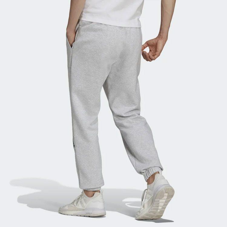 Adidas Embroidered Logo Solid Color Mid Rise Loose Fit Fleece Lined Cuffed Pants Knitted Sweatpants Men's Gray HG8087