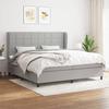 Exclusive House - Bed Slat Base with Mattress Light Grey 200x200cm Fabric