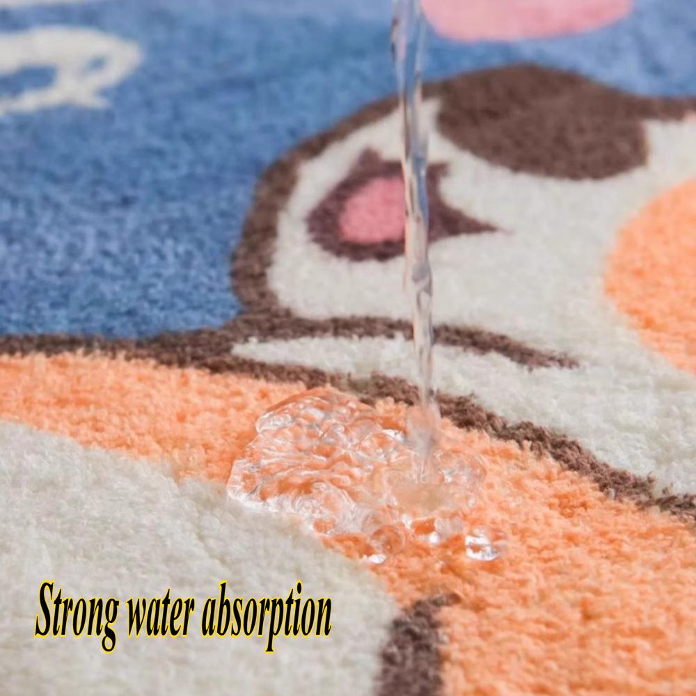 Cartoon-Druck Badezimmer Kaschmir Verdickungsmatte Bad Rutschfeste Teppiche Im Waschbecken Badewanne Boden Teppich Duschraum Fußmatte Memory Foam 3D Pad