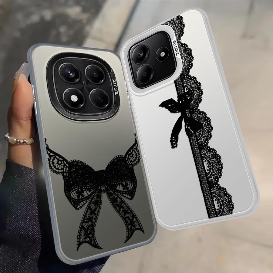 Back Phone Cover Case for Xiaomi Redmi Note 14 11s Note 13 Pro Plus 12s 11 12 Pro Retro Black Lace