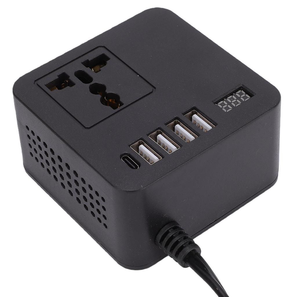 Car Power Inverter 300W Peak with 4 USB 1 Type C Charging Ports LED Voltage Display Car Plug Adapter for Most Vehicle