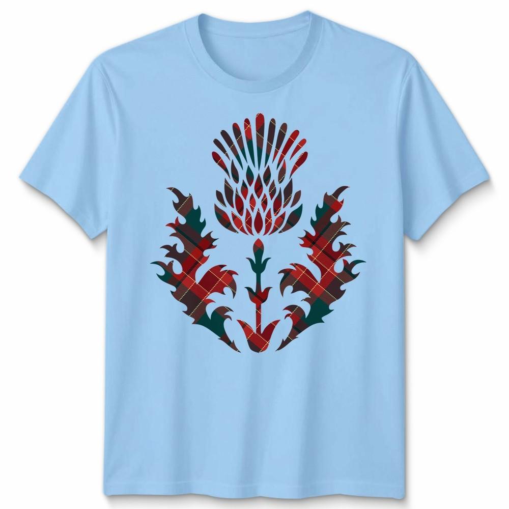 Scottish Tartan Unisex T Shirt Thistle Emblem Scotland Heritage Symbol Tee S