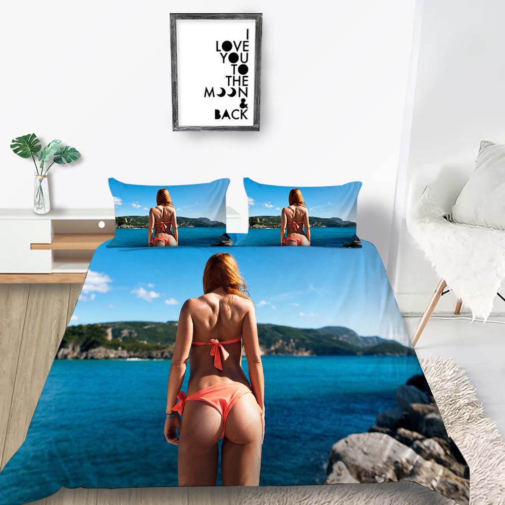 Bikini Duvet Cover 3D Printing Bedding Set Creative Home Textiles Microfiber Bed Cover Man Woman King Size Bed Spread