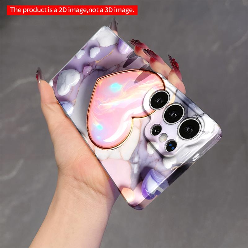 2DFlat Samsung phone case Iridescent Heart Marble Phone Case Applicable to Galaxy S22 S23 S24 S25ULTRA S26 A12 A13 A14 A15 A16