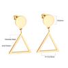 Geometric Stud Earrings Round Triangle Fringed Earrings Stainless Steel Plated 18K Gold Earrings