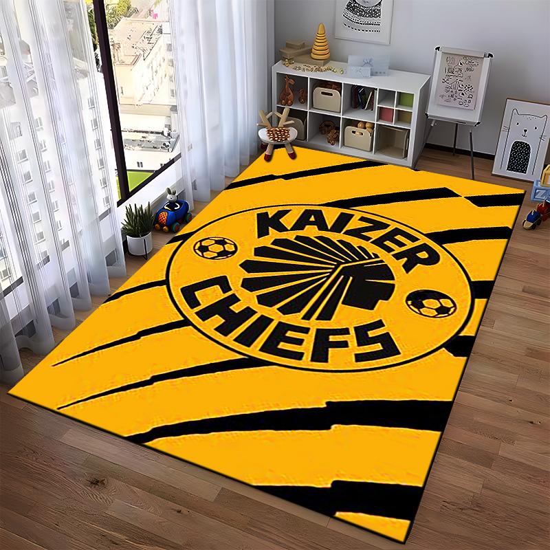 Kaizer Chiefs Logo with Bold Stripes Rug Non-slip Rug Suitable for Living Room and Bedroom Sofas