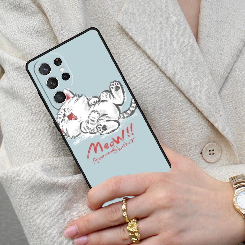 Cute American Shorthair Kitten Cell Phone Case for Samsung Galaxy S26 Ultra S25 S24 S23 S22 S21 S20 Note10 Cover