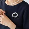 High-End Women's Pearl Oval Wreath Brooch - Vintage Design Pin for Suit or Sweater