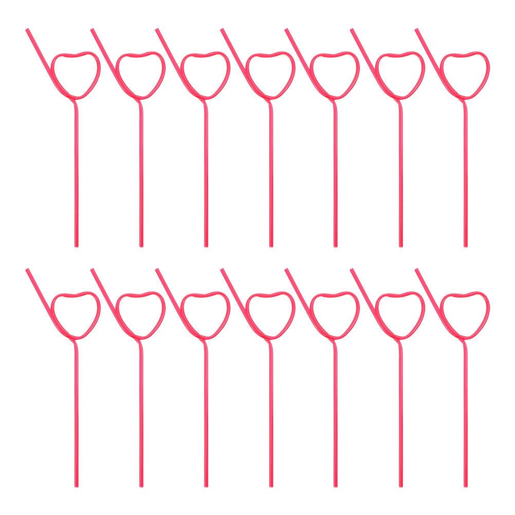 25pcs Heart Shape Creative Beverage Straws For Party Drink Decorative Curved Straw Reusable Plastic Straws Home Kitchen Bar