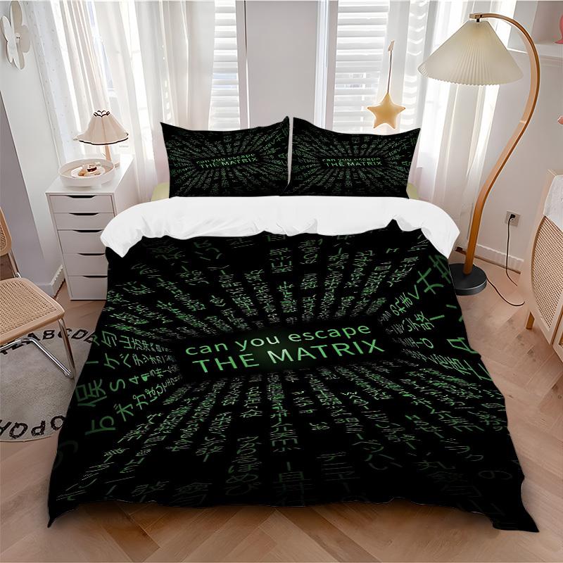 

3pcs The Matrix Bedding Set, Soft Polyester Duvet Cover and Pillowcases Machine Washable Seasons all suitable 30 135x200cm