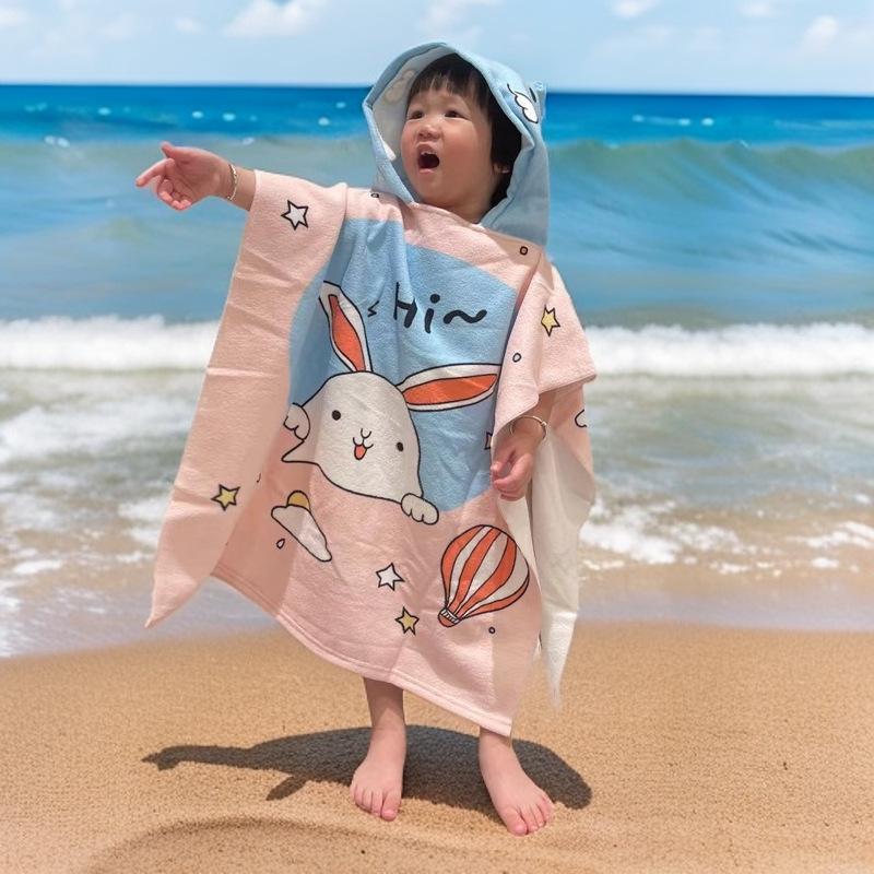 Children's Microfiber Hooded Bath Towel Cloak - Quick-Dry & Absorbent