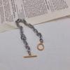 Korean Retro Metal Color Block Titanium Steel Unisex Hip Hop Bracelet