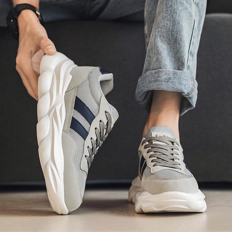

Men’s Black Grey Sports Shoes Casual Skateboard Shoes Students Platform Elevator Sneakers Shoes Over Sized 46 47 EU: 46 сірий