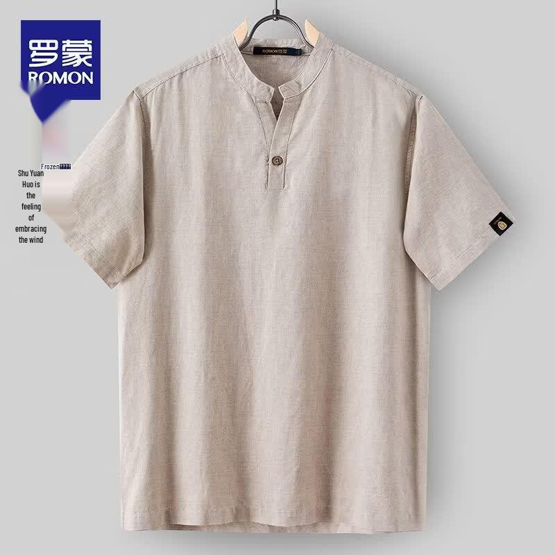 Luomeng Men s Breathable Linen Blend V-Neck T-Shirt XL