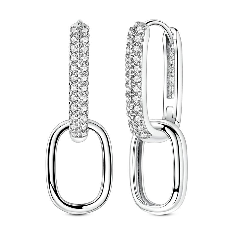 925 Sterling Silver Cubic Zircon Earrings Double  For Women Heart Star Moon Earrings Elegant Birthday Jewelry Gifts