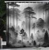 black and white shower curtain misty tall trees woodland natural landscape fabric bathroom decoration shower curtain with hook