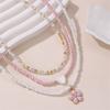 Bohemian Multilayer Rice Bead Chain Clavicle Necklace Vintage Acrylic Turtle Starfish Shell Pendant Choker Women'S Beach Jewelry
