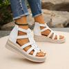 2024 Plus Size Women's Roman Velcro Sandals - European & American Summer Style, Size 43