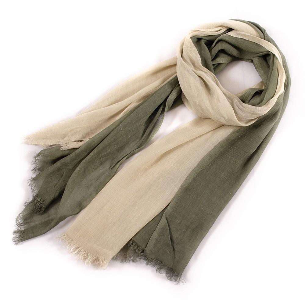 Color Matching Thin Fabric Cotton Scarf Simple Elegant Two-Color Scarf Vintage Versatile Long Shawl Men