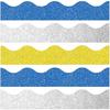 Crtiin 55.8 Feet Bulletin Board Border Shiny Scalloped Borders Bulletin Board Decorative Eid Valentine's Day Trim Poster Decoration Strips(Gold,