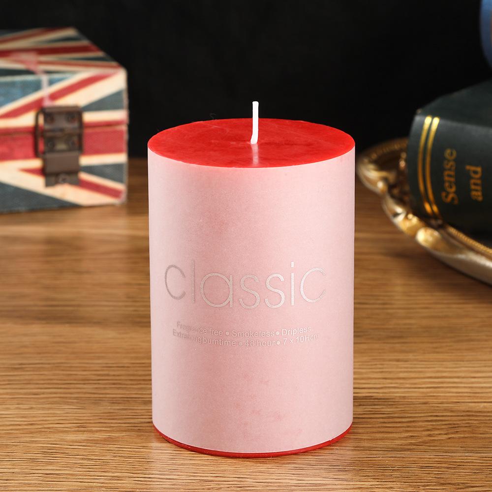 Classic European Red Large Cylinder Candle Odorless Romantic Wedding Hotel Decoration Thick Candle