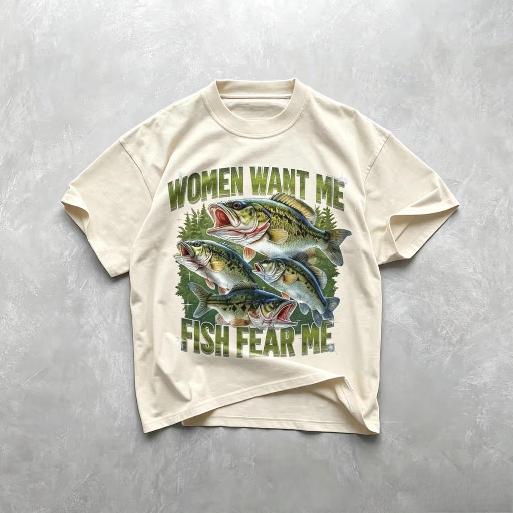 Unisex Cotton Graphic Tshirt Funny Fishing Print Vintage Y2K Harajuku Streetwear Casual Loose ONeck Breathable FisherUnisex Daily