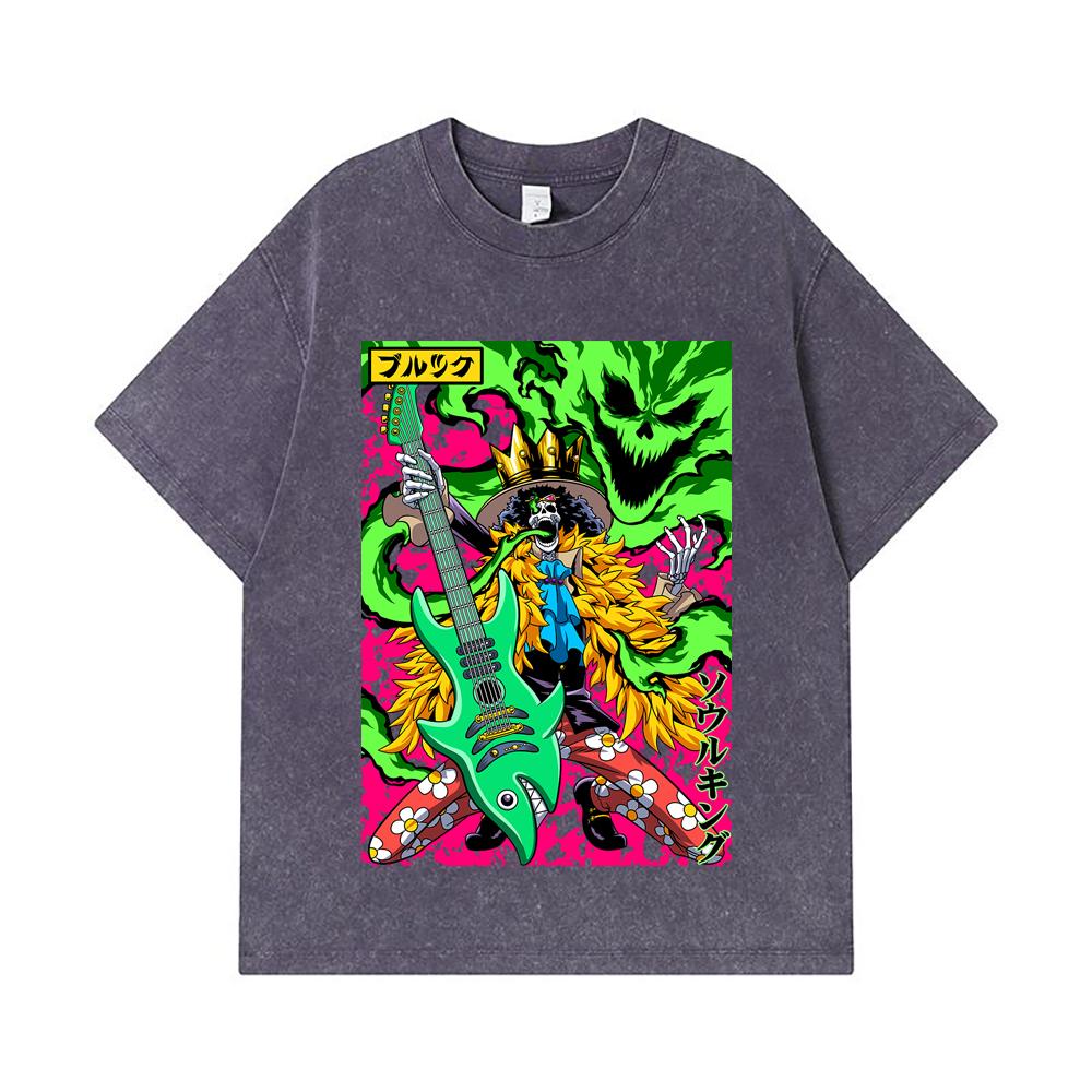 275 GSM Washed T-shirts 100% Cotton One Piece V69 Brook Print Unisex Heavy Cotton T Shirt