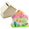 Wooden House Storage Box DIY Painting Blank Wood Holder Money Candy Container Desktop Home Box  Wood Color