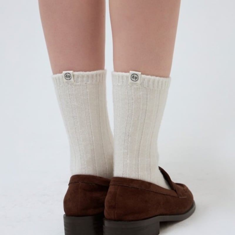 DEPOUND Cashmere Blend Ribbed Socks - Ivory