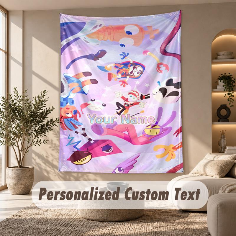 The Amazing Digital Circus Tapestry, Personalized Custom Text, Wall Hanging Tapestry For Living Room Home Wall Decor