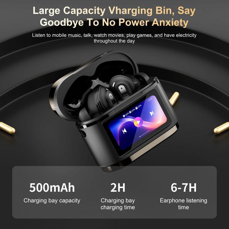 Wireless Bluetooth 5.4 Earbuds With ANC ENC LED Touch Screen Long Battery Life Dual Device Connect IPX4 Waterproof