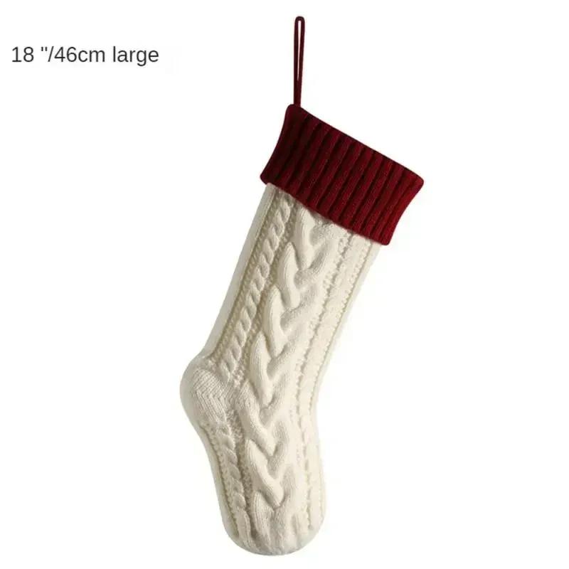 1PC Christmas Stockings Cable Knit Stocking Christmas Gifts Holiday Stocking Xmas Decoration Candy Christmas Socks Length 46cm