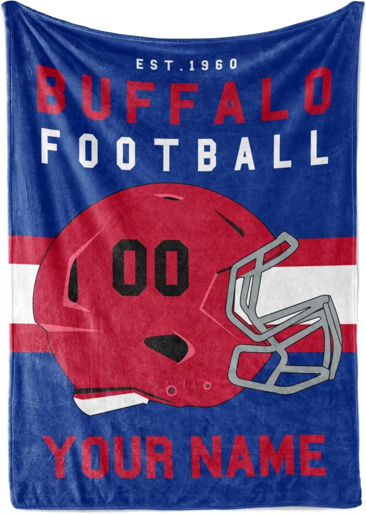 Throw Blanket For Football Fans Ships Next Day Made In Usa -Custom Fleece Name Ideal Youth Footb Custom Blankets