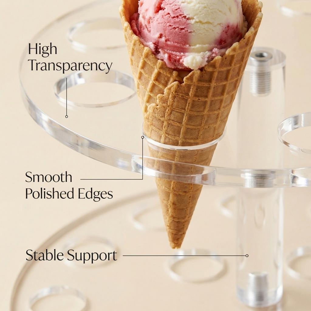 Acrylic Ice Cream Holder, 2-Tier Stand With 24 Holes For Displaying