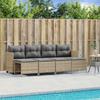 5 Piece Garden Sofa Set with Cushions Beige Poly Rattan