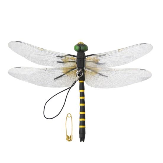 Realistic Artificial Dragonfly Outdoor Insect Deterrent Garden Decoration Dragonfly Pin with Hanging Strap for Outdoor Flower Pots Camping Hat