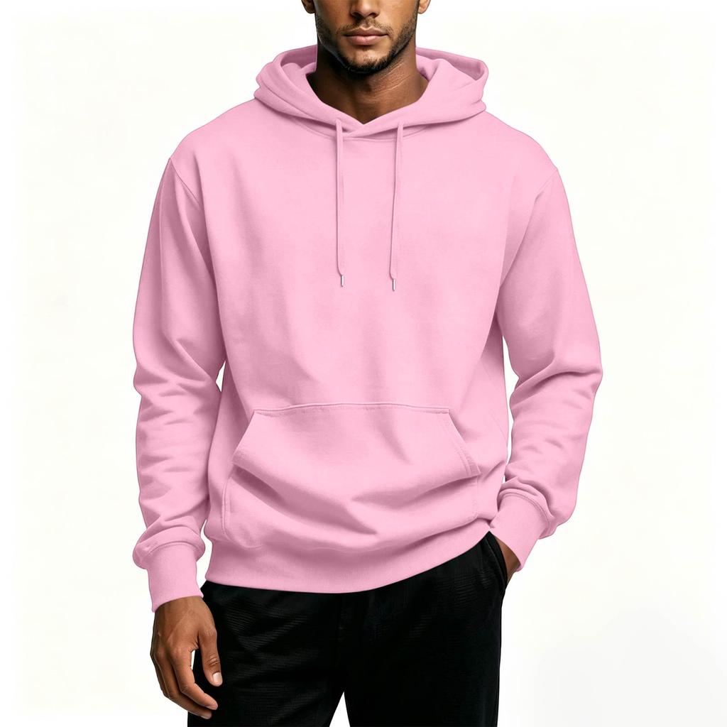 Men's Casual Hoodie with Front Pocket, Color Pullover Sweatshirt