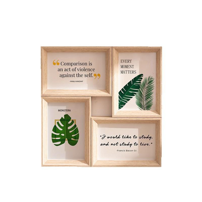 Modern 4-Panel Photo Frame Set 6-inch Wall Or Table Display Wooden Style Living Room Bedroom Office Decor
