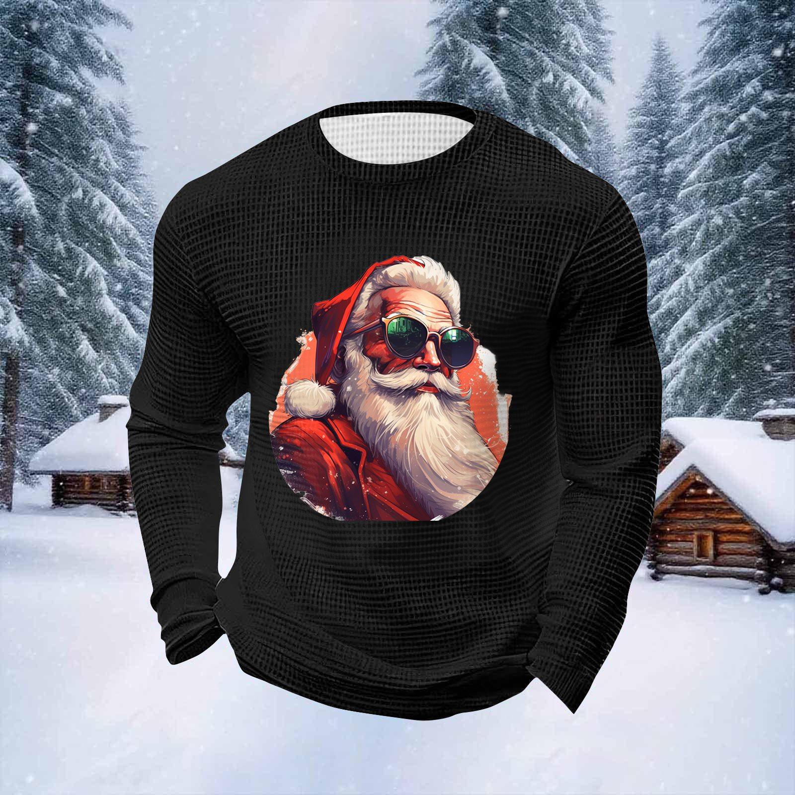 

Мужские топы с рождественским принтом, с круглым вырезом и длинными рукавами, мужские спортивные топы больших размеров в повседневном стиле с круглым вырезом XXL