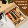 Bamboo Storage Box: 5-Compartment Cutlery and Silverware Tray for Kitchen or Bedroom
