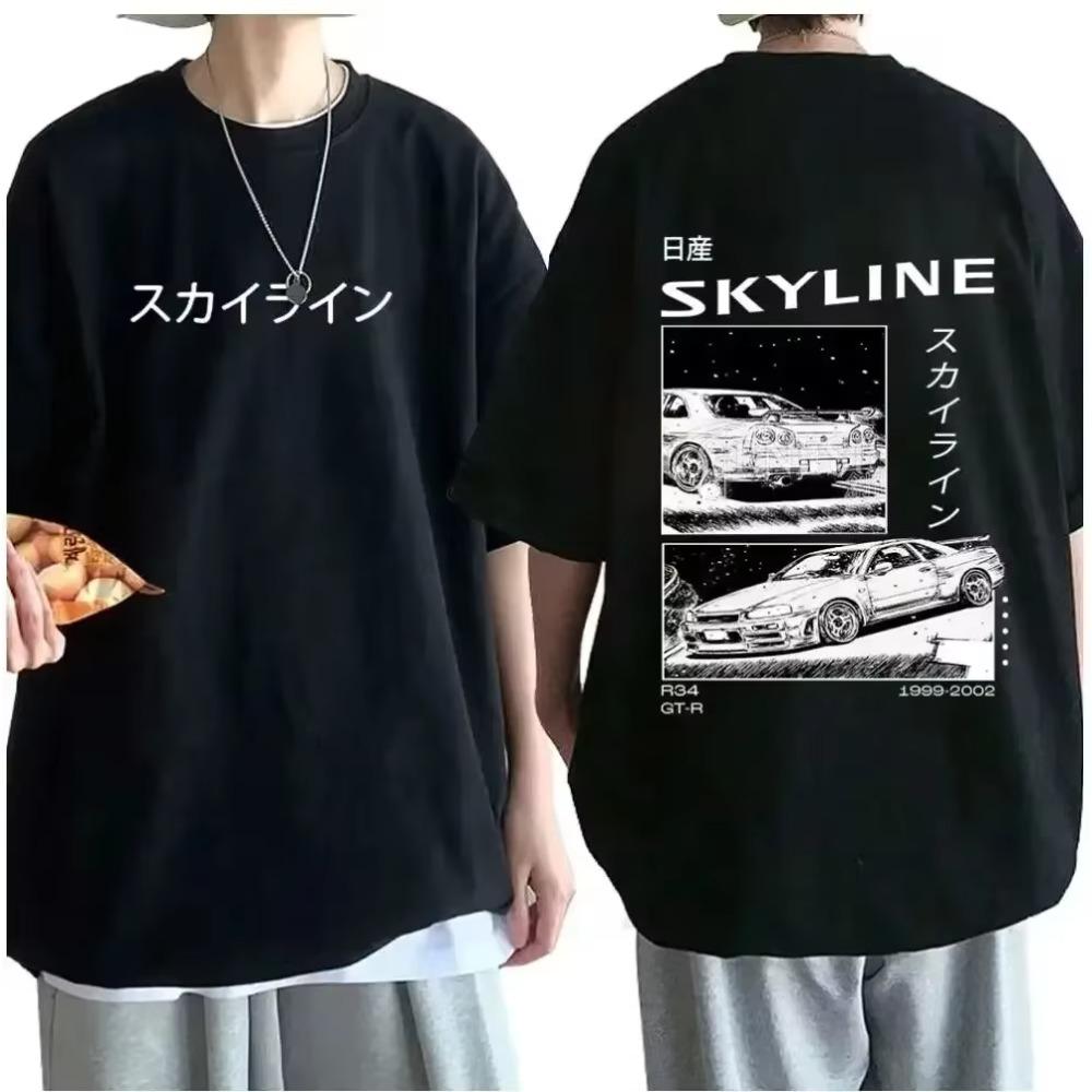 Pánské bavlněné tričko Drift Japan Anime AE86 Inifirst D Letní ležérní tričko Unisex R34 Skyline GTR JDM trička s oversized potiskem