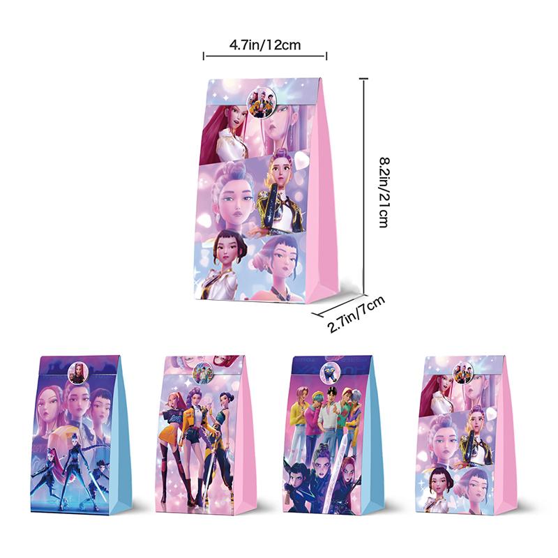 12 ks Kpop Téma Lovci démonů Dárková sada tašek Anime Dětská narozeninová oslava Sáček na balení sušenek a bonbonů Dárkové úložné potřeby