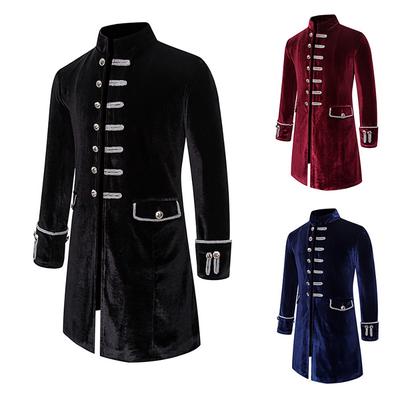 Men Punk Tailcoat Jacket Gothic Victorian Frock Single breasted Coat Oversized E