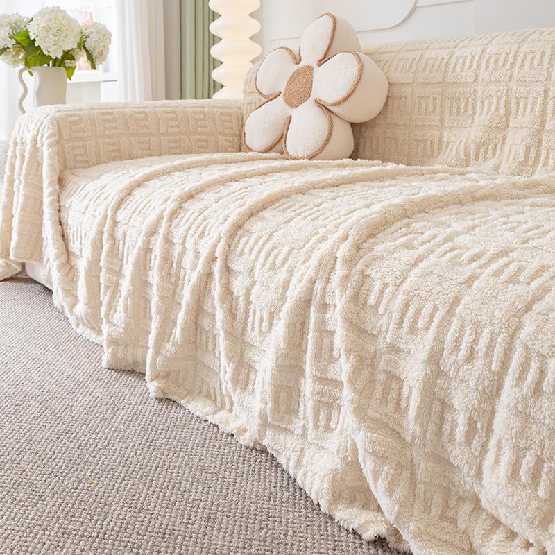 Winter High-Grade Plush Sofa Cover Towel Heat Preservation and Warm All-Inclusive Universal Sofa Towel Simple Modern Cushion