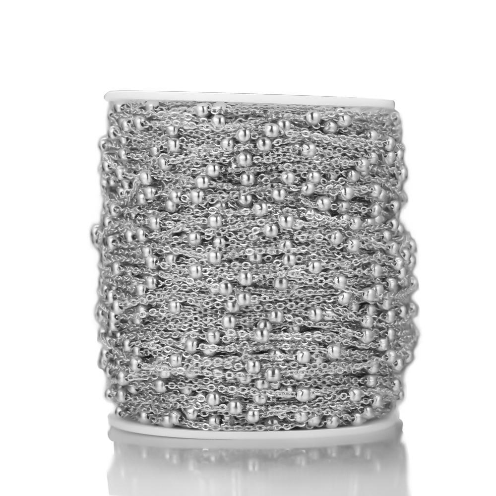 

Semitree 2 Meters Stainless Steel Beads Chains Necklace Component DIY Bracelet Jewelry Making Accessories Handicraft Anklets