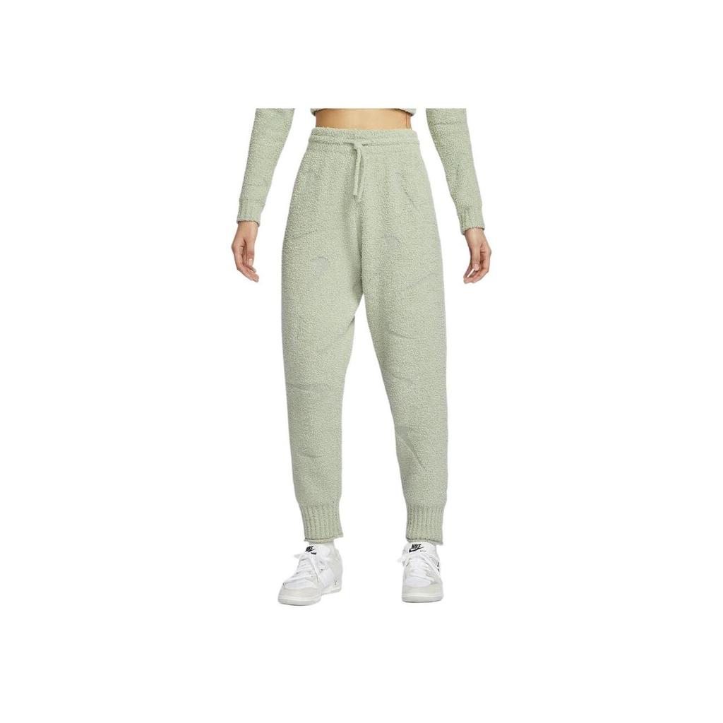 Nike Sportswear Phoenix Cozy Boucle High-Waisted Tie Fashion Versatile Casual Pants Women Bottoms Green FZ1704-370